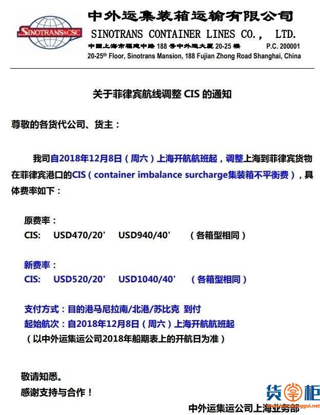 五大船公司业务调整，12月10日前实施-货掌柜www.huozhanggui.net