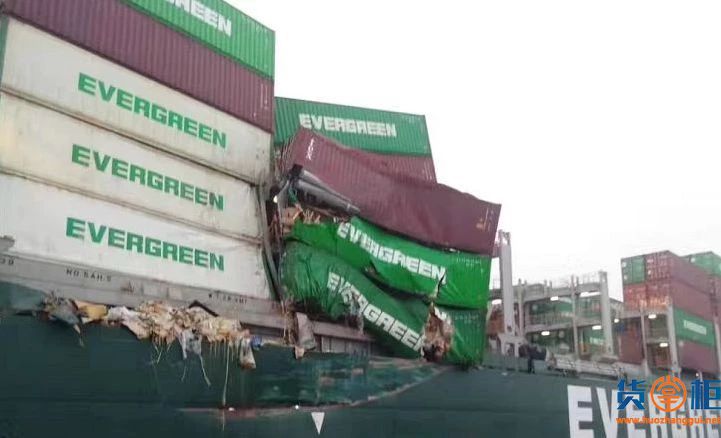 长荣EVER BIRTH集装箱船发生堆垛倒塌事故，货物和箱子受损！